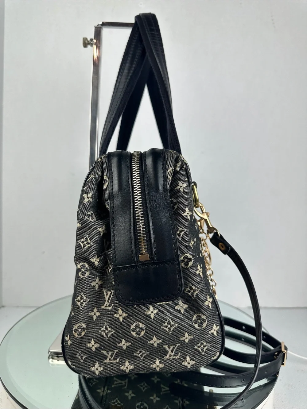 Louis Vuitton Mini Lin Josephine PM Noir Satchel Monogram Canvas Rare